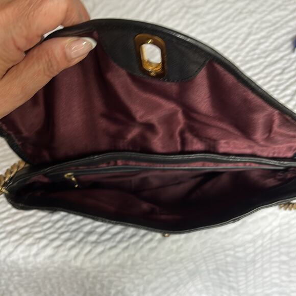 Jill Stuart Black and Gold Shoulder Bag with Chain Detail - Picture 6 of 12